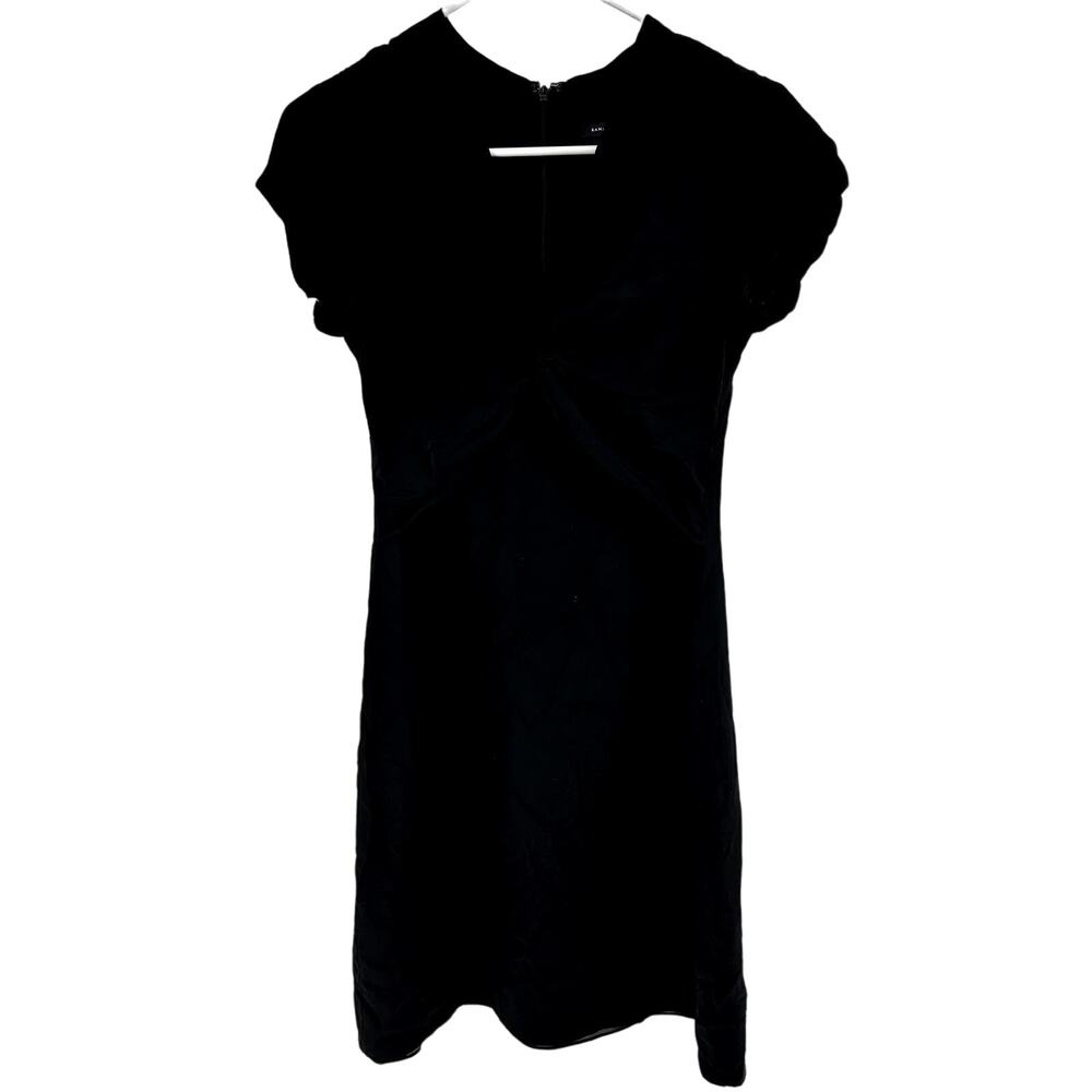 Banana Republic Sheath Mini Dress V Neck Front Tie 100% Silk LBD Black 0